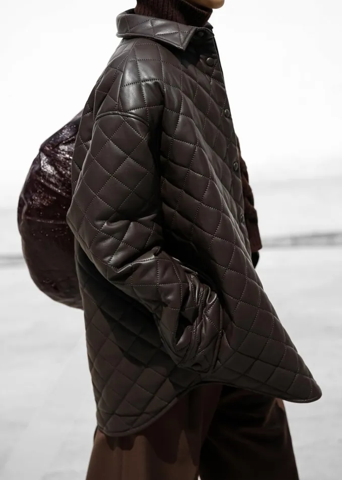 Women The Frankie Shop Outerwear Zak Padded Quilted Shirt Jacket Brown