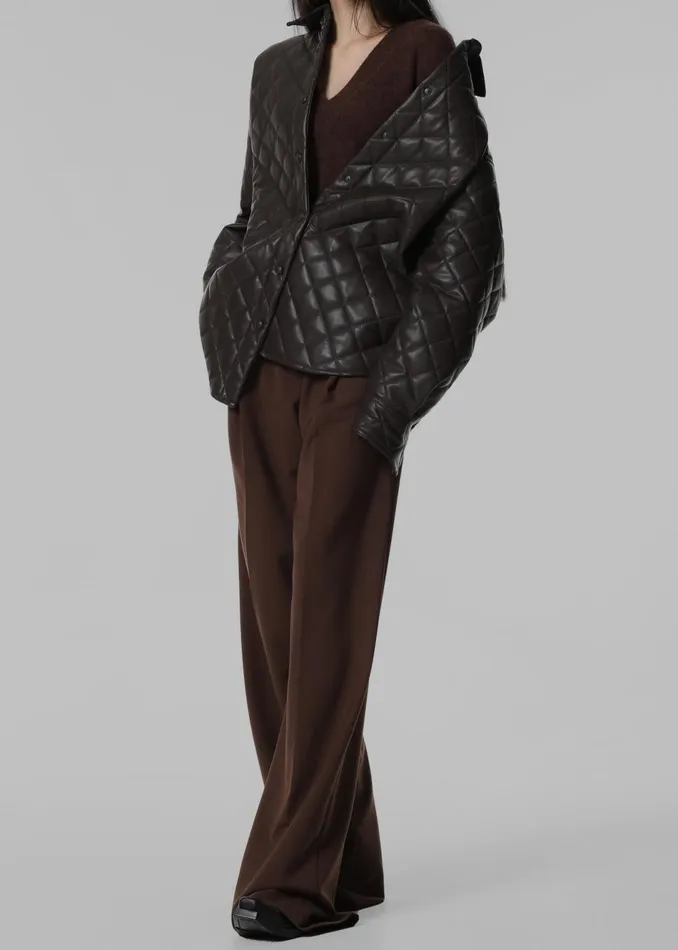 Women The Frankie Shop Outerwear Zak Padded Quilted Shirt Jacket Brown