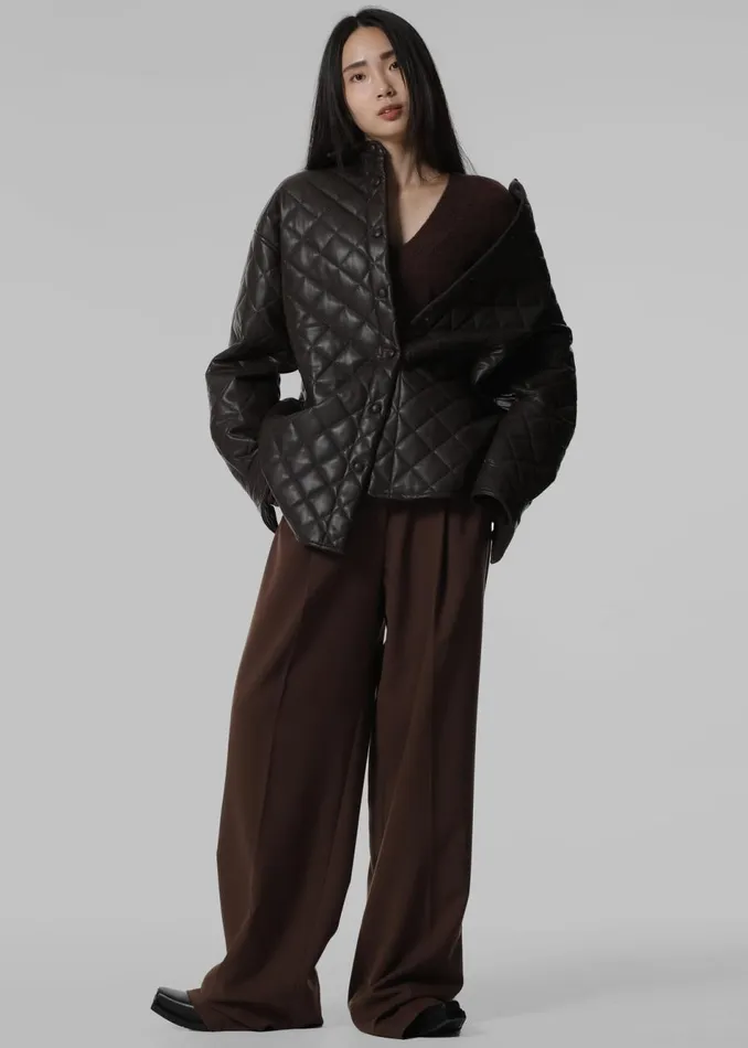 Women The Frankie Shop Outerwear Zak Padded Quilted Shirt Jacket Brown