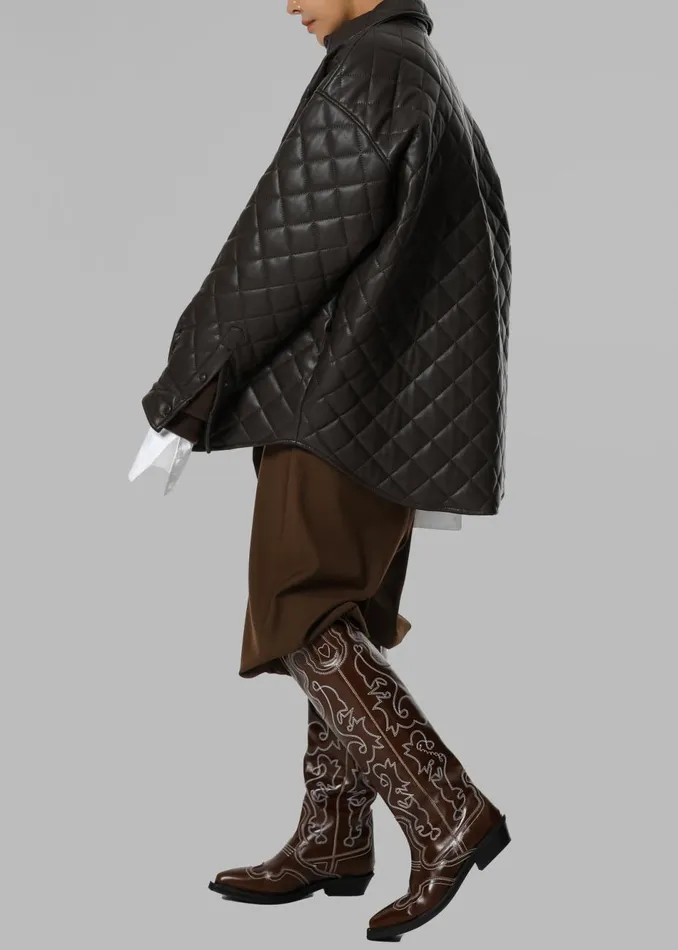 Women The Frankie Shop Outerwear Zak Padded Quilted Shirt Jacket Brown