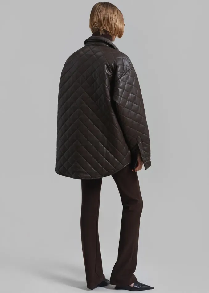Women The Frankie Shop Outerwear Zak Padded Quilted Shirt Jacket Brown