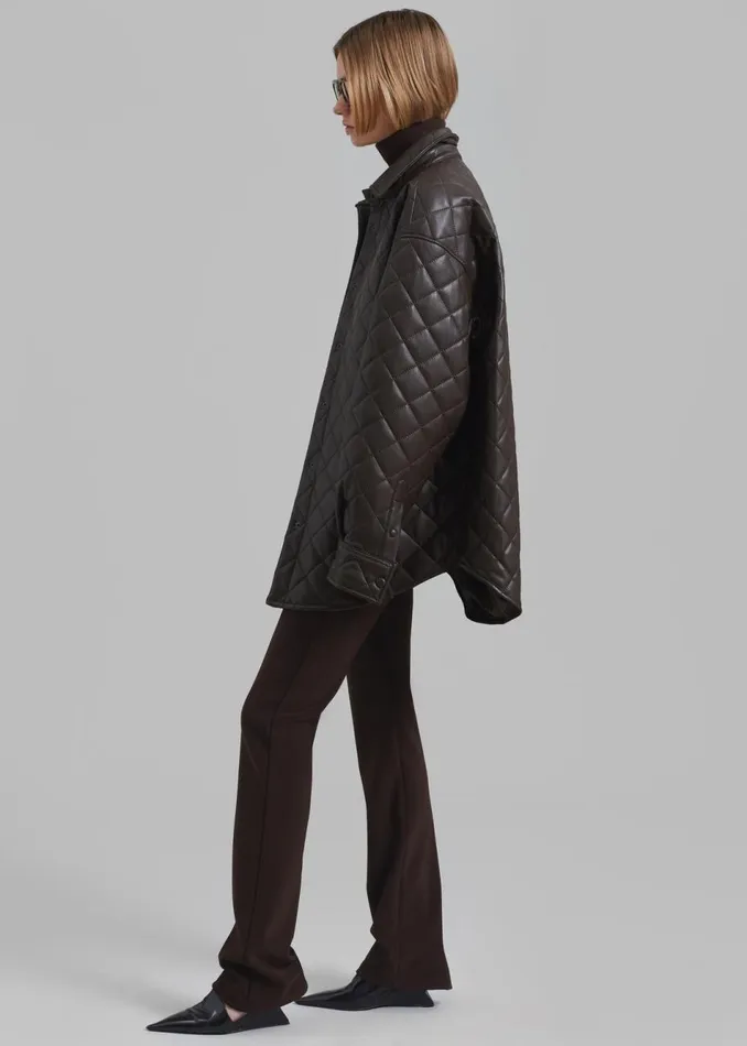 Women The Frankie Shop Outerwear Zak Padded Quilted Shirt Jacket Brown