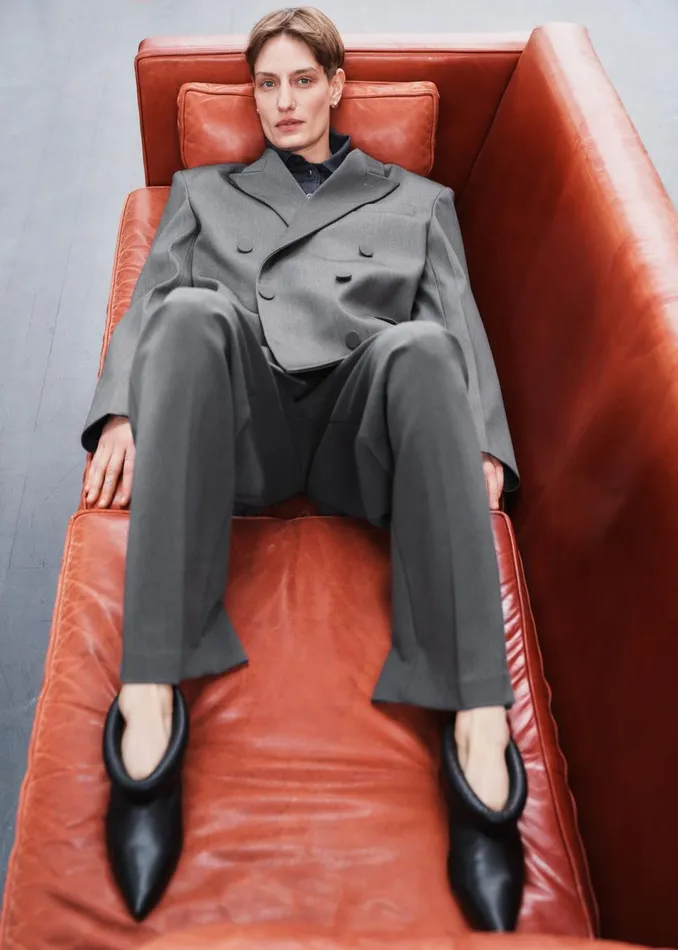 Women The Frankie Shop Outerwear Zia Covered Buttons Blazer Charcoal