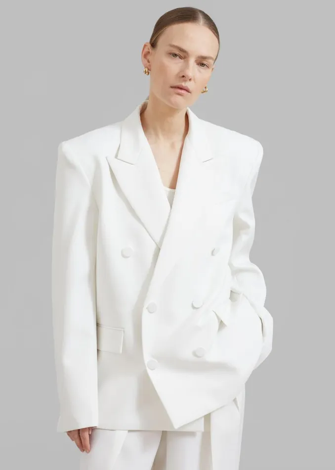 Women The Frankie Shop Outerwear Zia Covered Buttons Blazer White