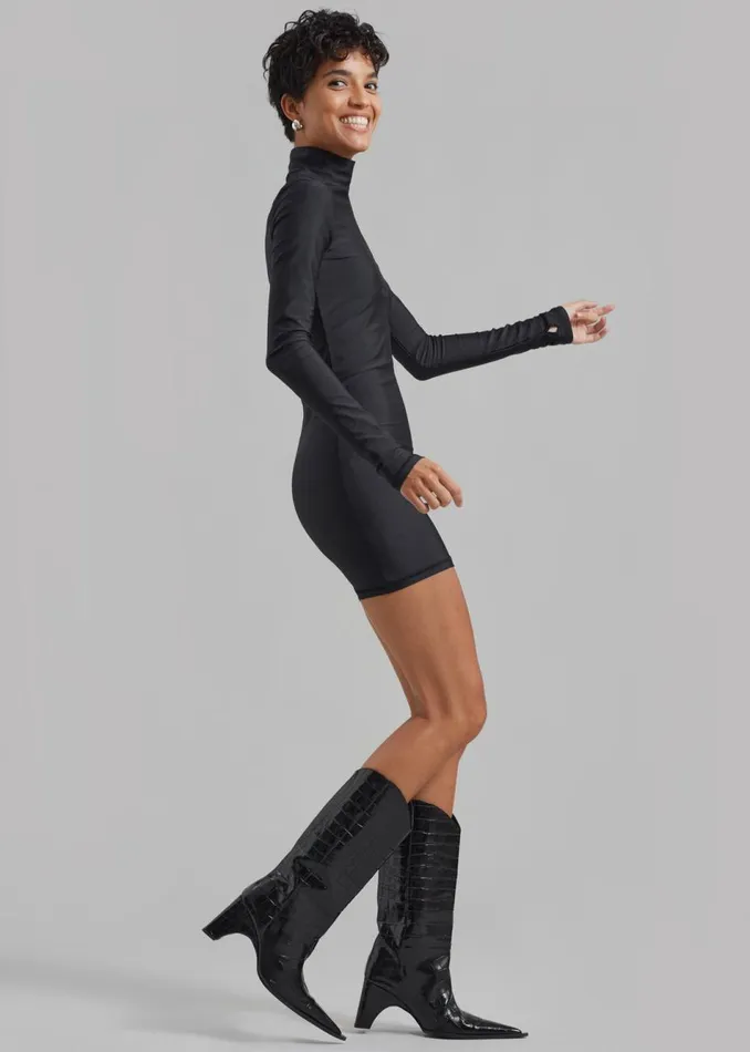 Women The Frankie Shop Shoes Coperni Crocodile Bridge Cowboy Boots Black