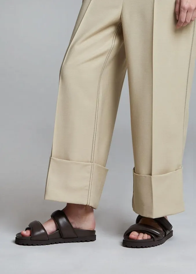 Women The Frankie Shop Shoes GIA X Pernille Leather Slide Sandals Brown