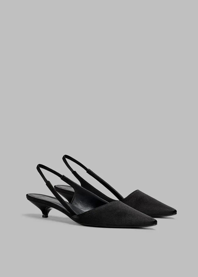 Women The Frankie Shop Shoes Loulou Studio Sulue Slingback Kitten Heel Shoes Black