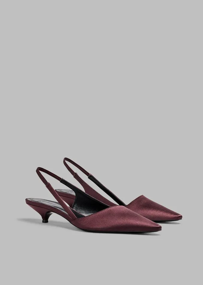 Women The Frankie Shop Shoes Loulou Studio Sulue Slingback Kitten Heel Shoes Midnight Bordeaux