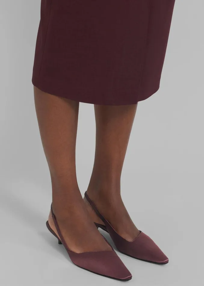 Women The Frankie Shop Shoes Loulou Studio Sulue Slingback Kitten Heel Shoes Midnight Bordeaux