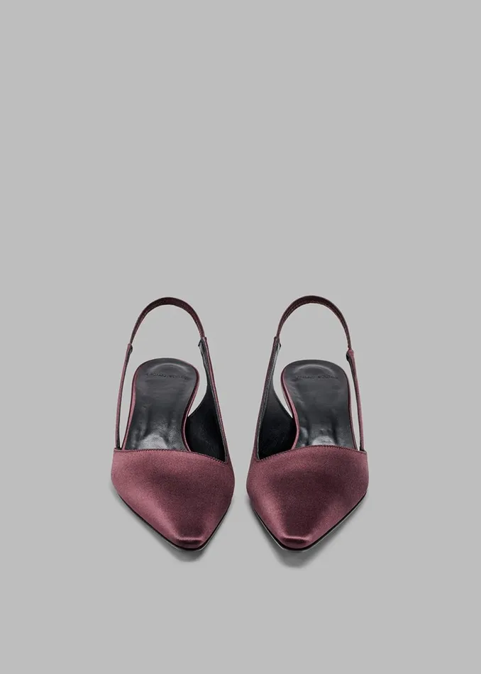 Women The Frankie Shop Shoes Loulou Studio Sulue Slingback Kitten Heel Shoes Midnight Bordeaux