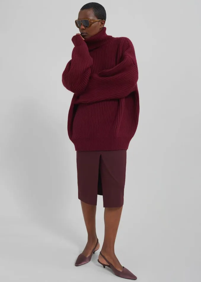 Women The Frankie Shop Shoes Loulou Studio Sulue Slingback Kitten Heel Shoes Midnight Bordeaux