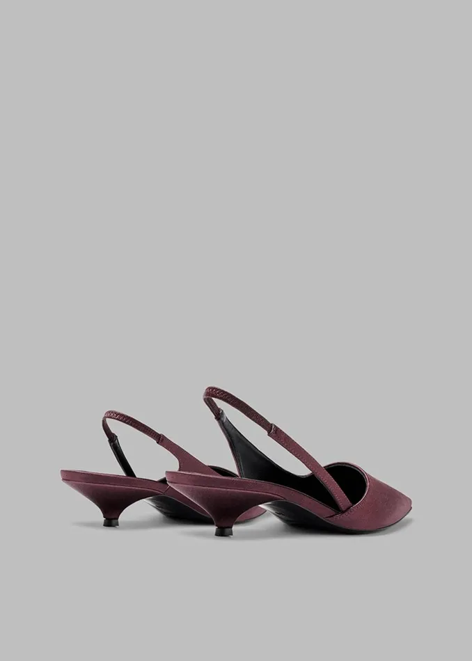 Women The Frankie Shop Shoes Loulou Studio Sulue Slingback Kitten Heel Shoes Midnight Bordeaux