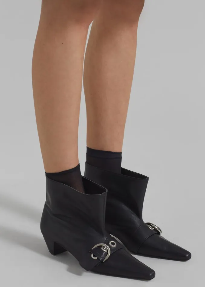 Women The Frankie Shop Shoes Low Classic Belted Ankle Boots Black