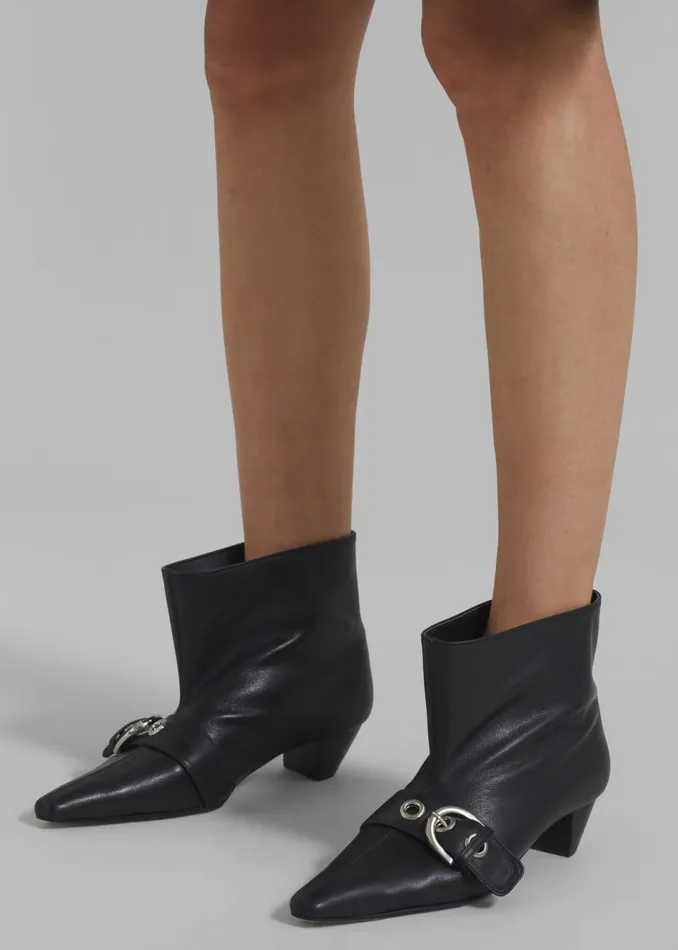 Women The Frankie Shop Shoes Low Classic Belted Ankle Boots Black