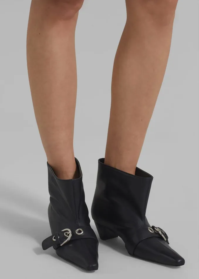 Women The Frankie Shop Shoes Low Classic Belted Ankle Boots Black