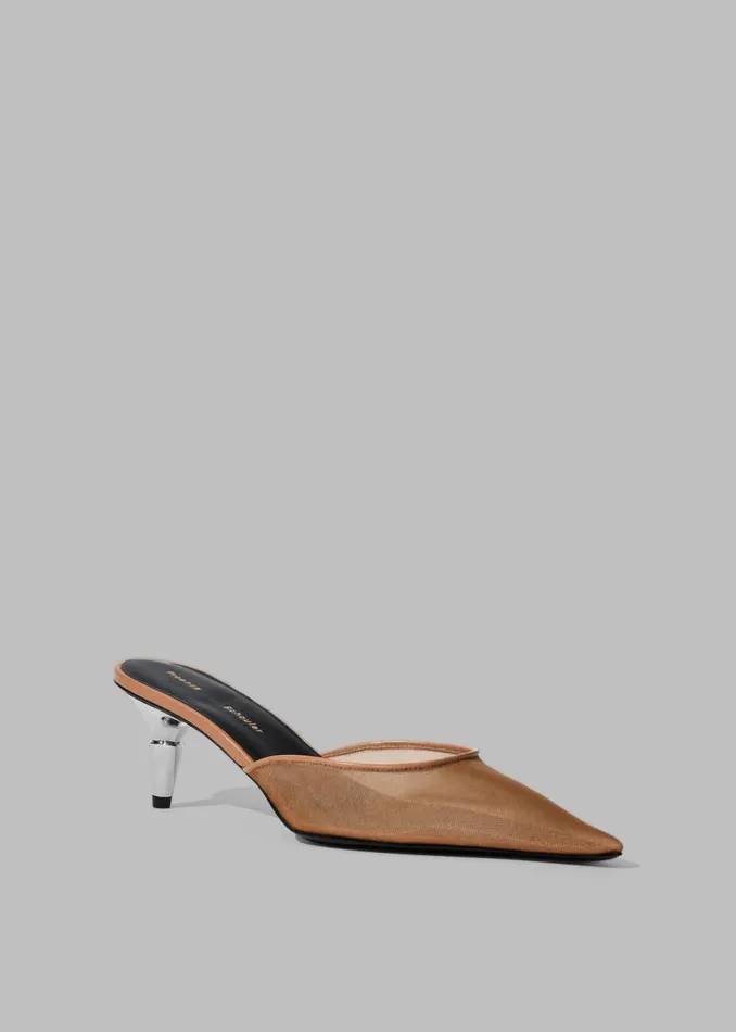 Women The Frankie Shop Shoes Proenza Schouler Spike Mules In Tulle Mesh Birch
