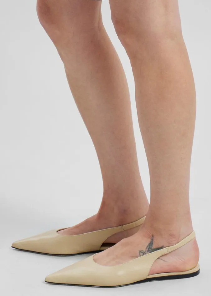 Women The Frankie Shop Shoes Proenza Schouler Spike Slingback Flats Parchment