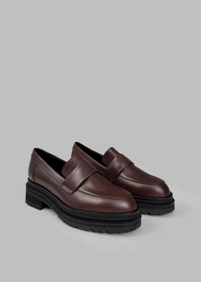 Women The Frankie Shop Shoes Reese Leather Loafers Brown