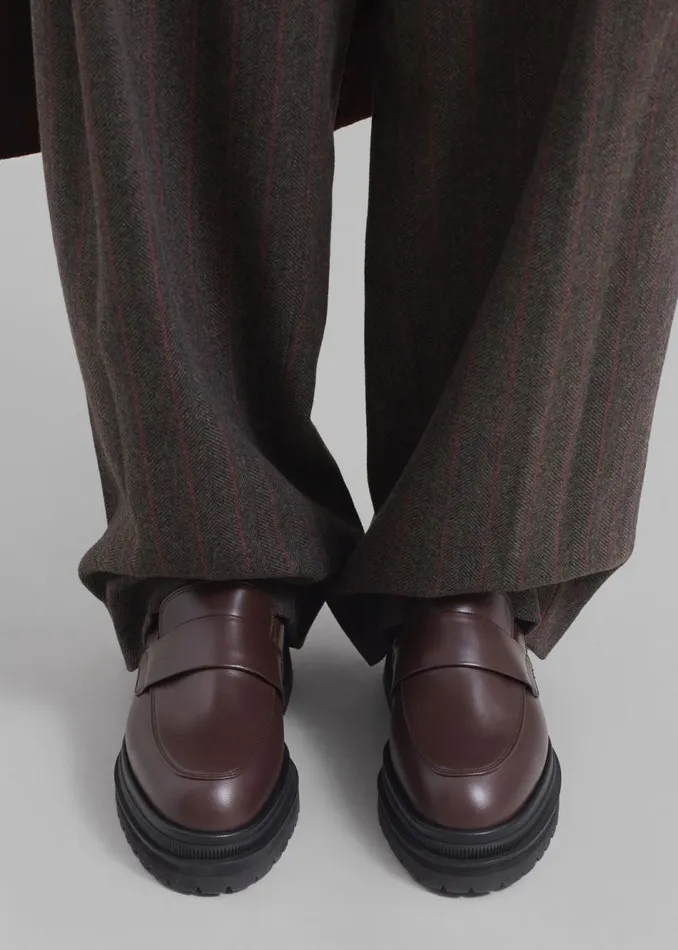 Women The Frankie Shop Shoes Reese Leather Loafers Brown