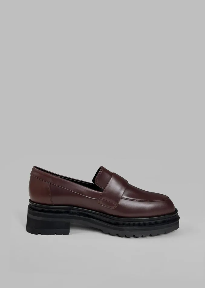 Women The Frankie Shop Shoes Reese Leather Loafers Brown
