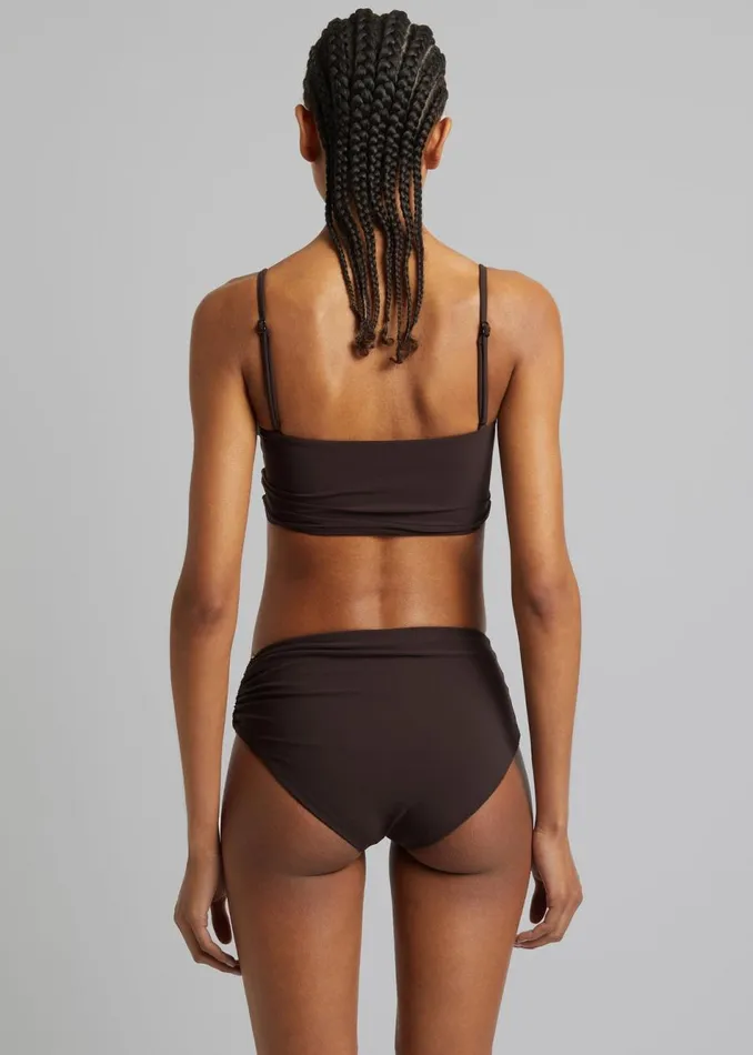 Women The Frankie Shop Swimwear Christopher Esber Arced Ruched Swim Top Cacao