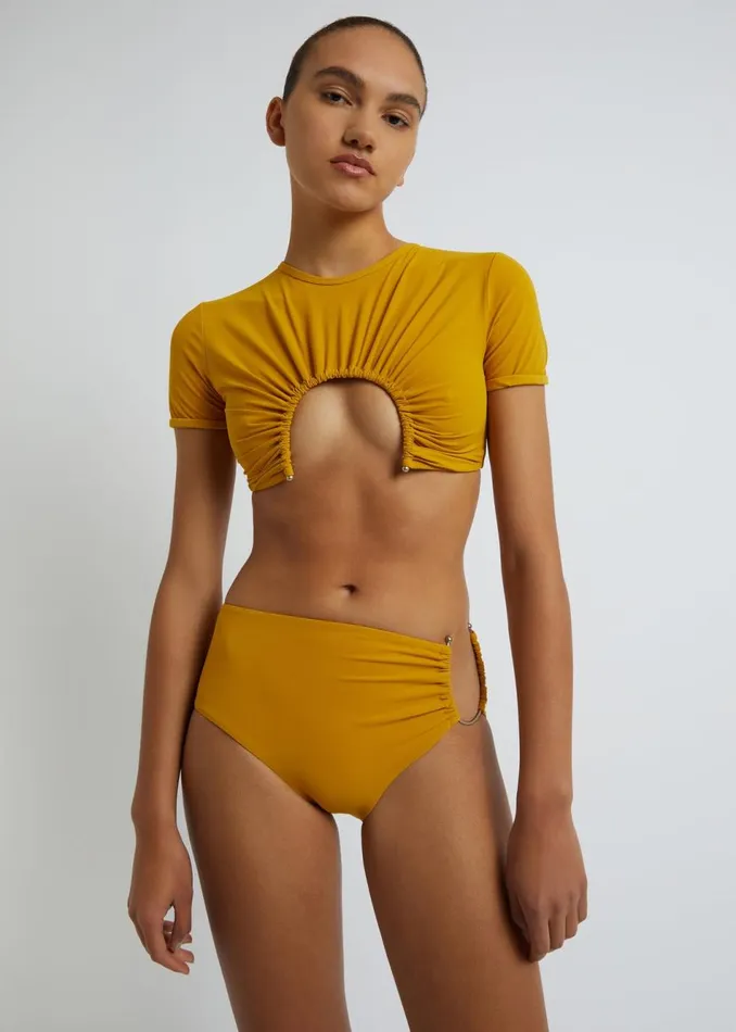 Women The Frankie Shop Swimwear Christopher Esber U Prong Tee Mustard