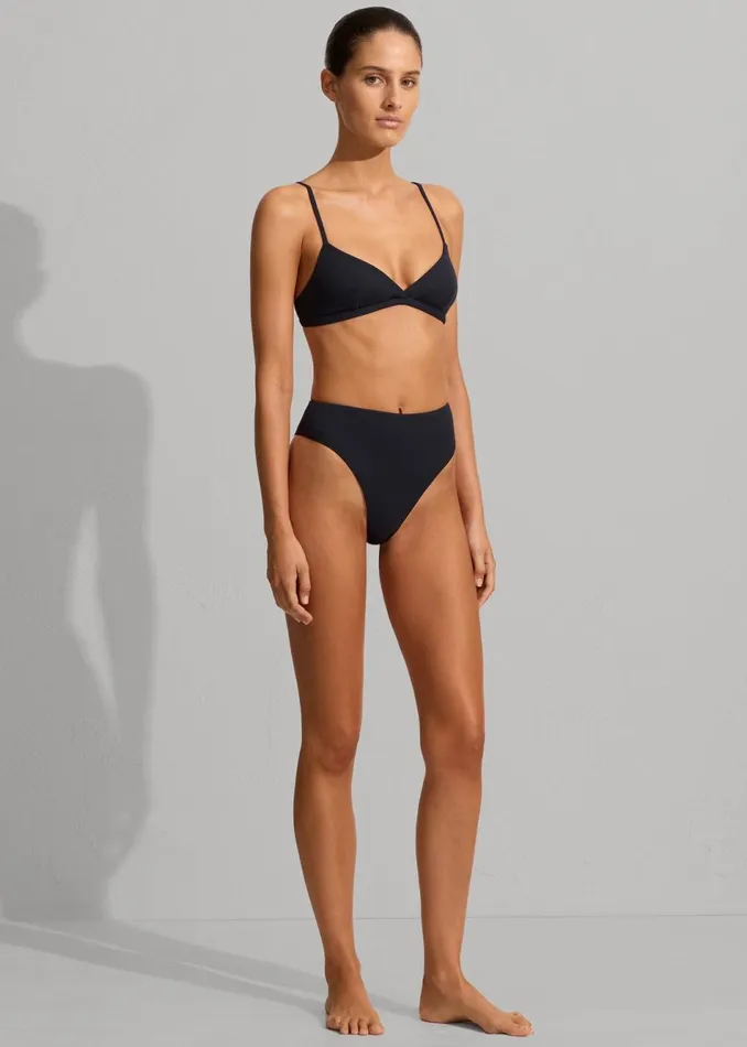 Women The Frankie Shop Swimwear Matteau Nineties High Waist Bikini Brief Navy Crinkle