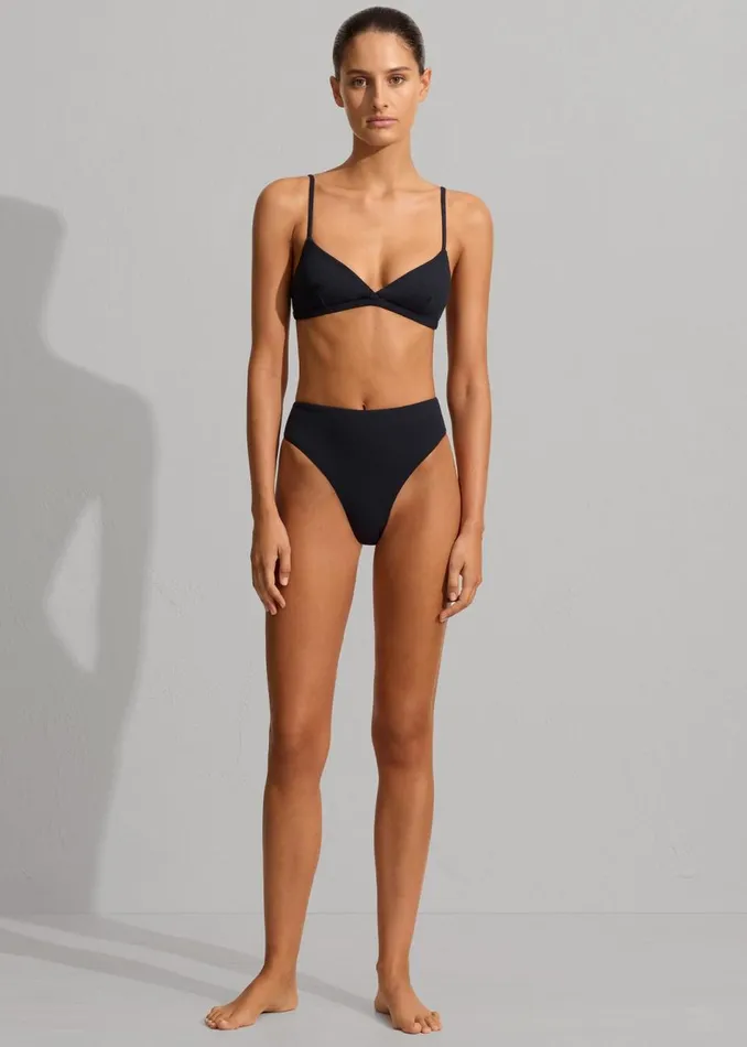 Women The Frankie Shop Swimwear Matteau Nineties High Waist Bikini Brief Navy Crinkle
