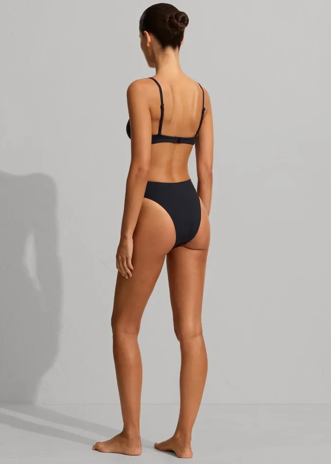 Women The Frankie Shop Swimwear Matteau Nineties High Waist Bikini Brief Navy Crinkle