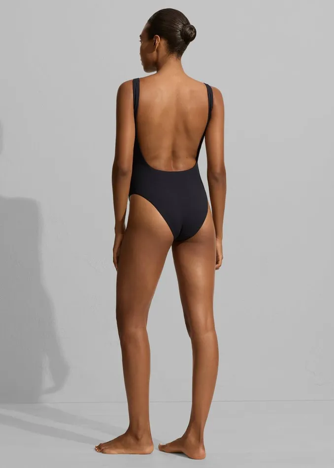 Women The Frankie Shop Swimwear Matteau Nineties Maillot Swimsuit Navy Crinkle