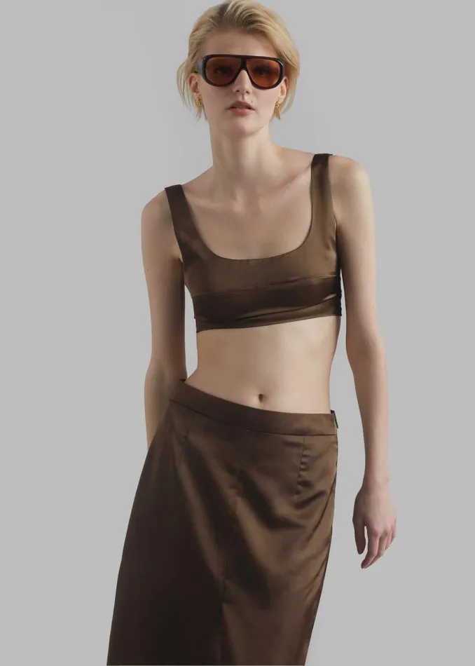 Women The Frankie Shop Tops Ada Satin Bra Top Brown