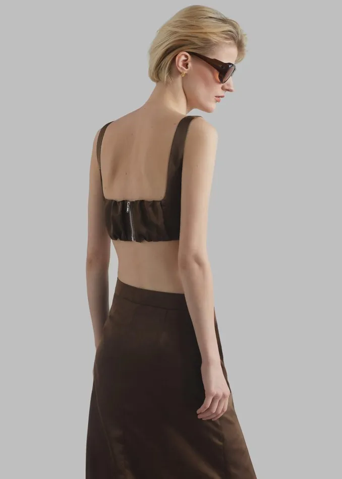 Women The Frankie Shop Tops Ada Satin Bra Top Brown