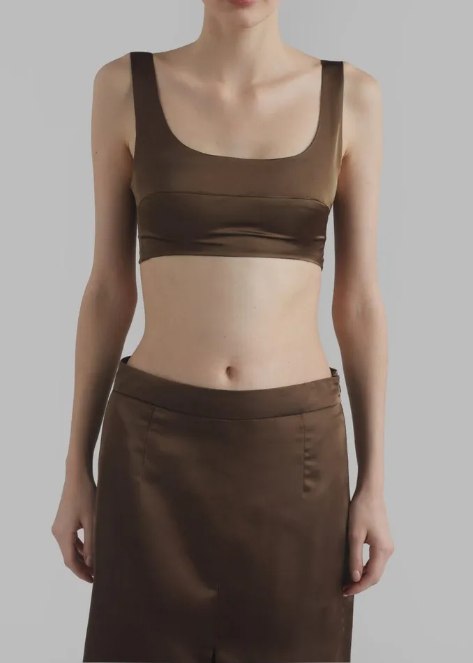 Women The Frankie Shop Tops Ada Satin Bra Top Brown