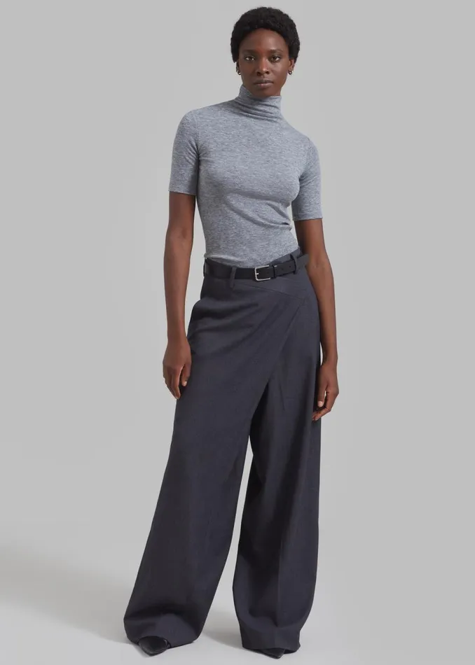 Women The Frankie Shop Tops Amelia Mockneck Top Grey
