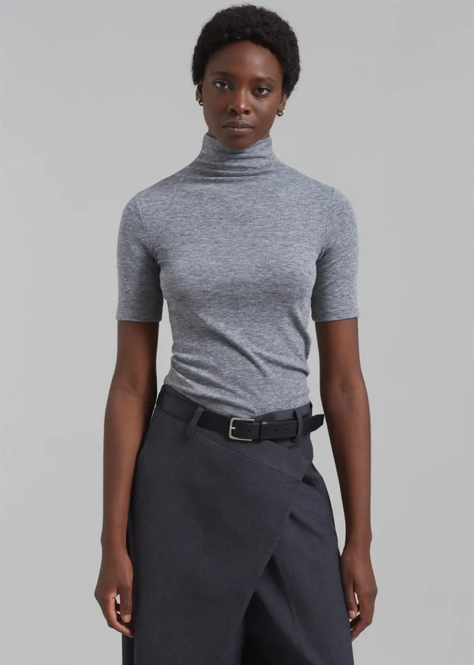 Women The Frankie Shop Tops Amelia Mockneck Top Grey
