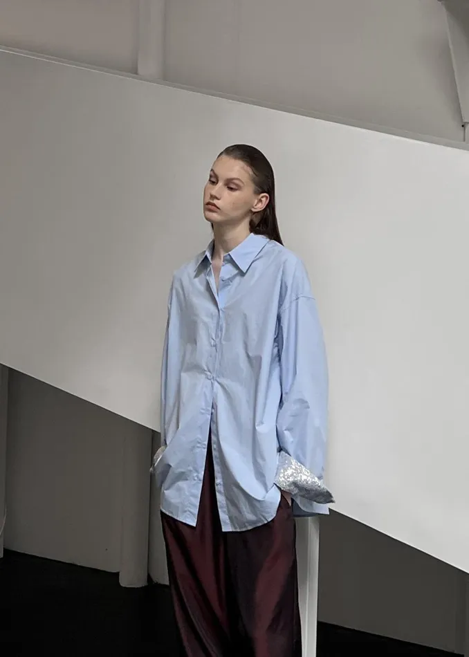 Women The Frankie Shop Tops Aniston Button Up Shirt Sky