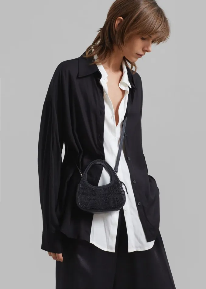 Women The Frankie Shop Tops Ann Double Layer Shirt Blackwhite