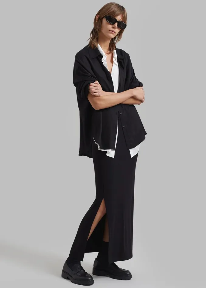 Women The Frankie Shop Tops Ann Double Layer Shirt Blackwhite