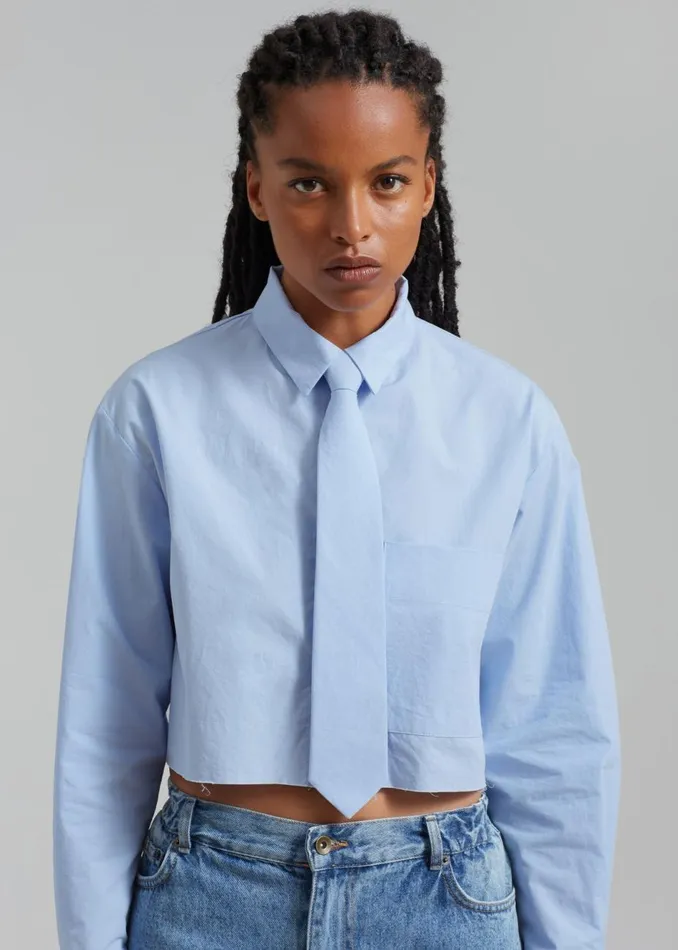 Women The Frankie Shop Tops Annie Necktie Shirt Sky