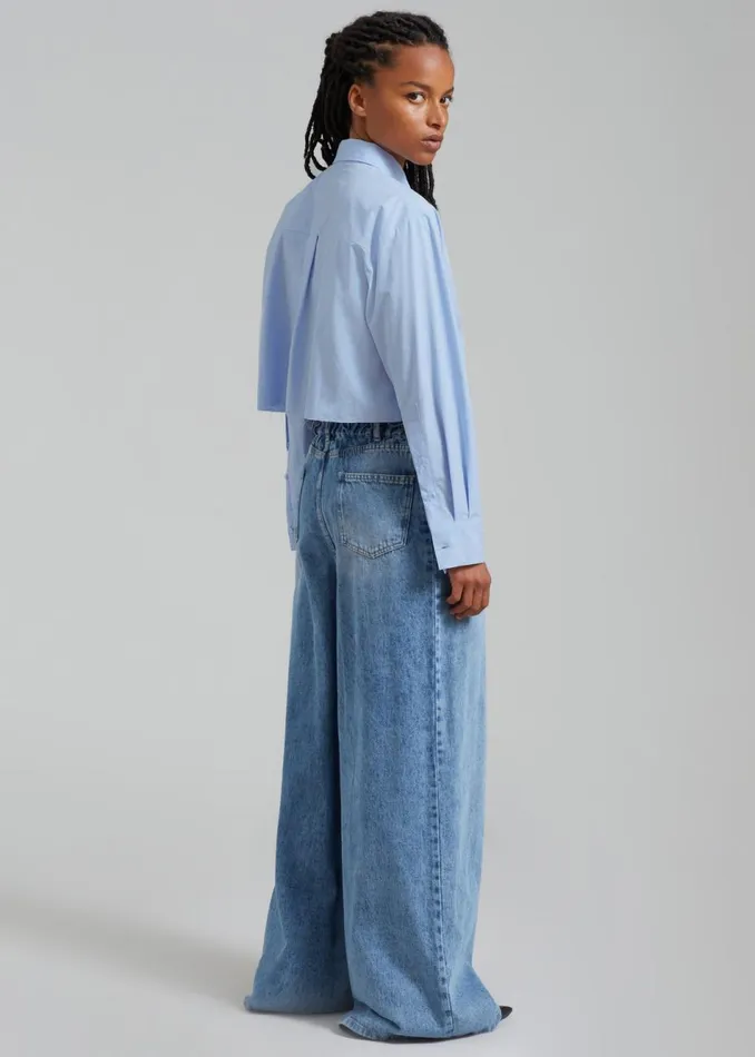 Women The Frankie Shop Tops Annie Necktie Shirt Sky