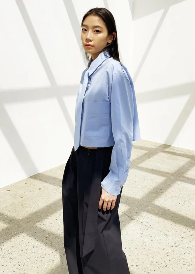 Women The Frankie Shop Tops Annie Necktie Shirt Sky