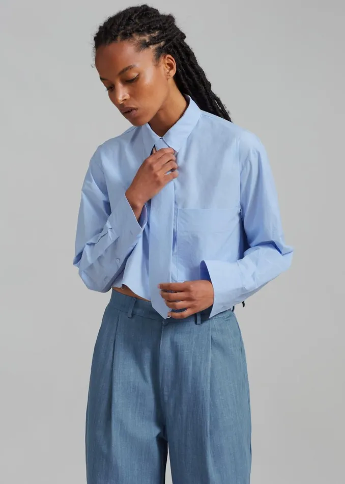 Women The Frankie Shop Tops Annie Necktie Shirt Sky