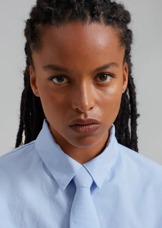 Women The Frankie Shop Tops Annie Necktie Shirt Sky