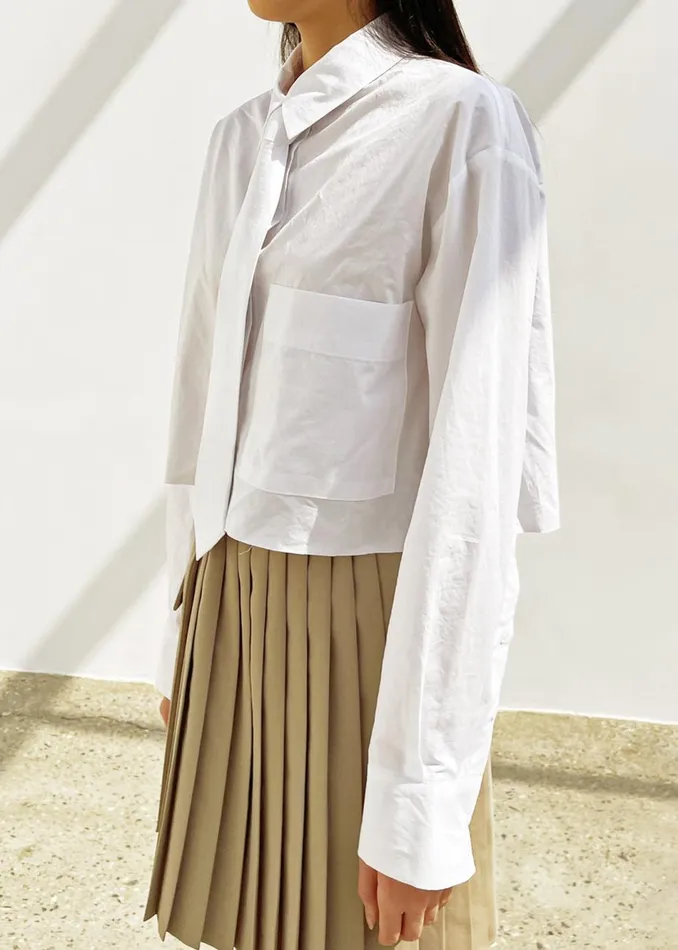 Women The Frankie Shop Tops Annie Necktie Shirt White
