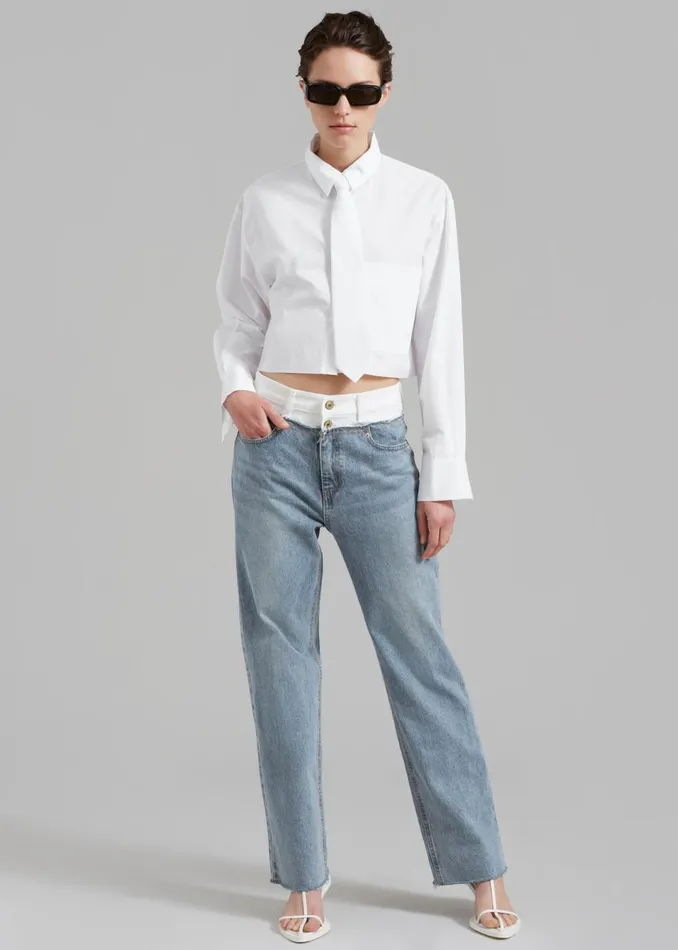 Women The Frankie Shop Tops Annie Necktie Shirt White