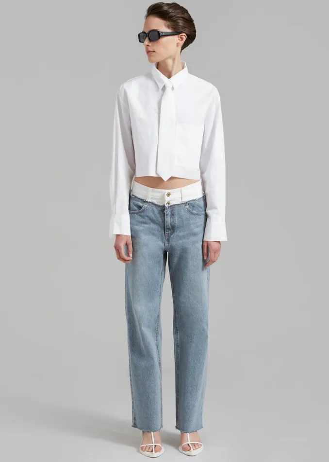 Women The Frankie Shop Tops Annie Necktie Shirt White