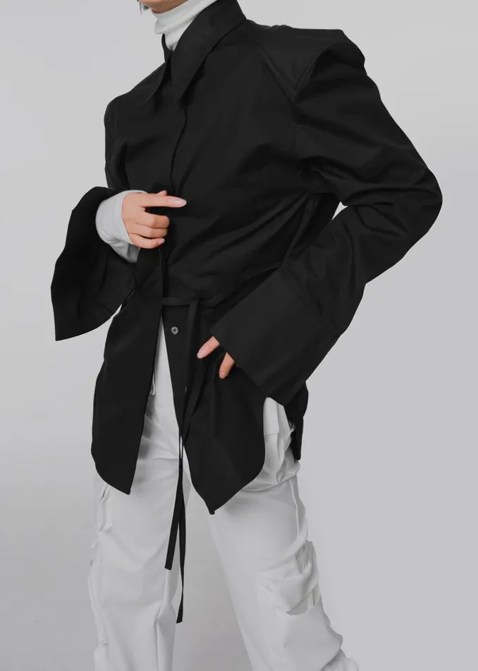 Women The Frankie Shop Tops Bec Padded Shirt Black