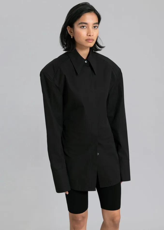 Women The Frankie Shop Tops Bec Padded Shirt Black