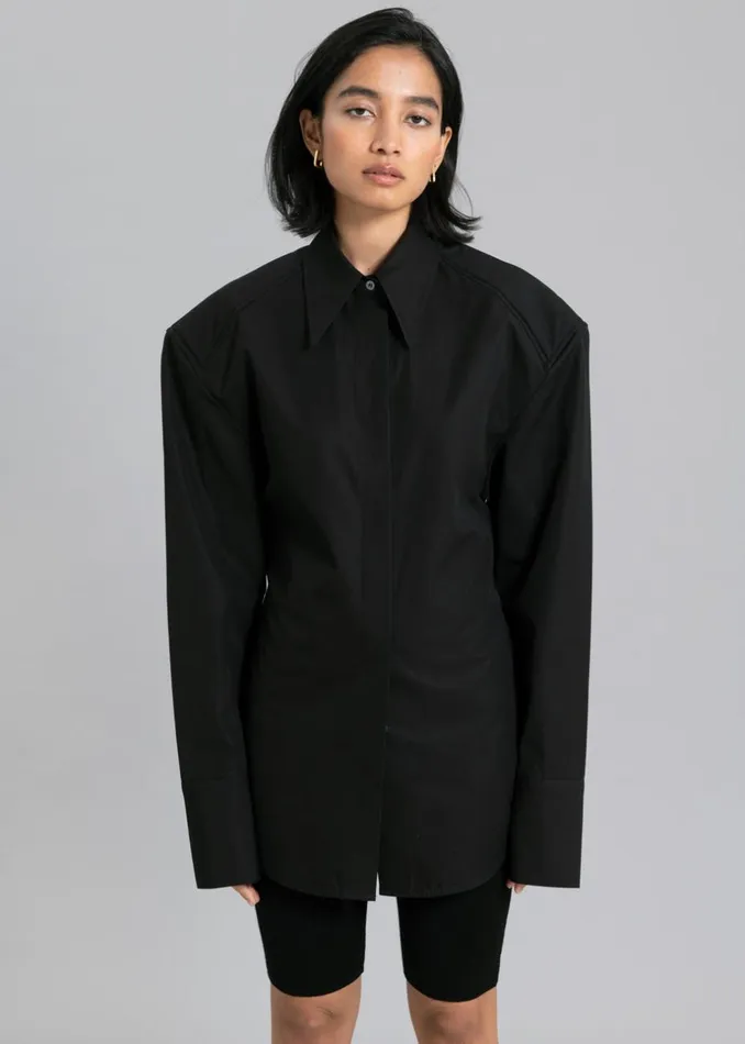 Women The Frankie Shop Tops Bec Padded Shirt Black