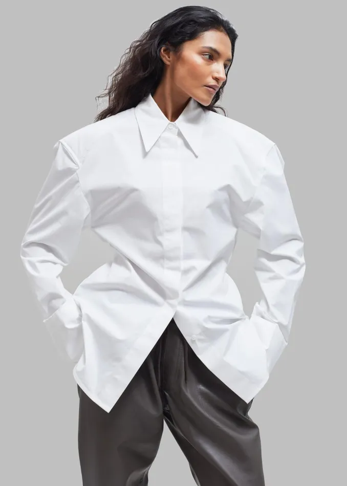Women The Frankie Shop Tops Bec Padded Shirt White